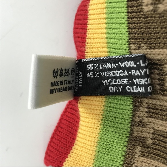 Dior Tan Scarf with Red and Yellow Accents - Picture 9 of 9